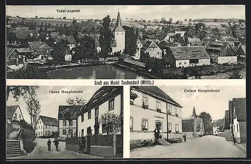 AK Markt Taschendorf /Mttlfr., Untere Hauptstrasse mit Gasthaus, Ortsansicht