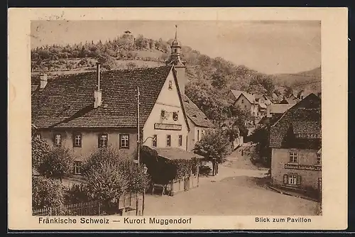 AK Muggendorf, Blick zum Pavillon, Gasthaus zum goldenen Schwan