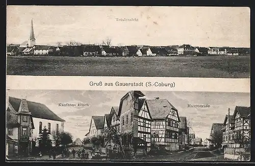 AK Gauerstadt /S.-Coburg, Hauptstrasse mit Fachwerkhäusern, Kaufhaus Hösch