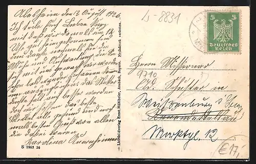 AK Alesheim /Mfrk., Handlung A. Schmidt, Herrengasse, Gesamtansicht