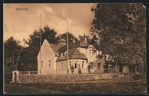 AK Grüntal, Blick auf eine Villa