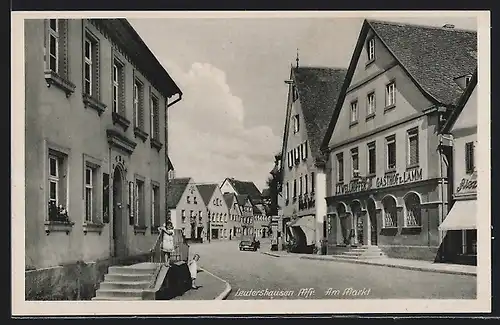AK Leutershausen, Strasse am Markt mit Geschäften
