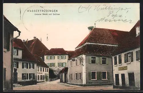 AK Wassertrüdingen, Unterer Markt mit Schloss
