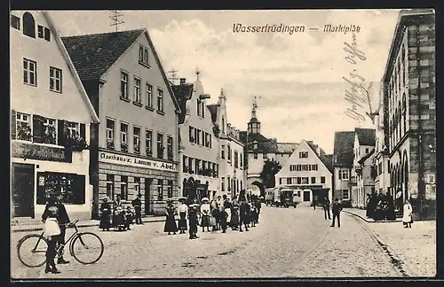 AK Wassertrüdingen, Marktplatz mit Gasthaus zum Lamm v. Abel