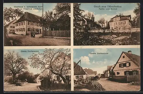 AK Thürnhofen, Gasthaus zum schwarzen Adler F. Lindörfer, Obere u. untere Dorfansicht