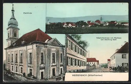 AK Weidenbach /Mittelfranken, Triesdorferstrasse mit Pfarrhaus und Handlung Kehl