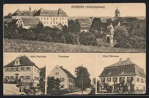 AK Absberg / Mittelfranken, Kath. Pfarrhaus, Forsthaus, Prot. Pfarrhaus
