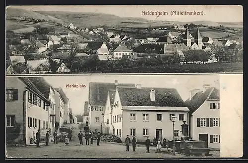 AK Heidenheim, Ortsansicht mit Marktplatz