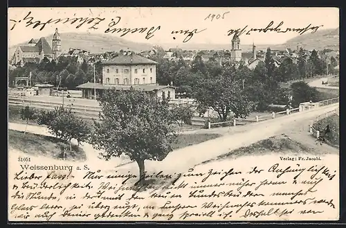 AK Weissenburg, Ortspartie mit Bahnhof