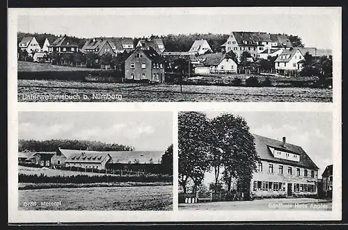 AK Unterweihersbuch b. Nürnberg, Totalansicht, Gräfl. Meierei, Gasthaus Hans Appler