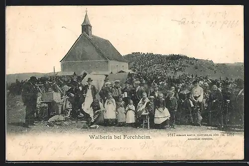 AK Forchheim, Walberia, Festplatz, Besucher und Kirche