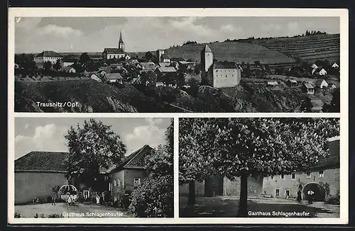 AK Trausnitz /Opf., Gasthaus Schlagenhaufer, Totalansicht