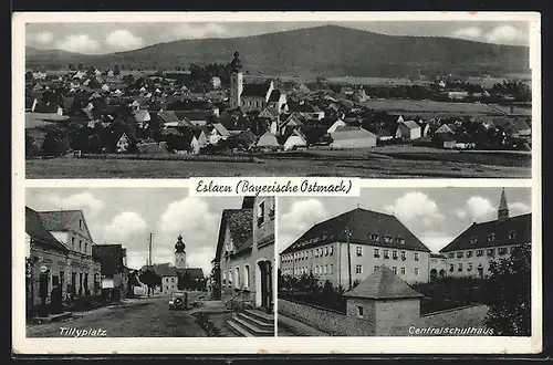 AK Eslarn / Obpf., Tillyplatz, Centralschulhaus, Ortsansicht