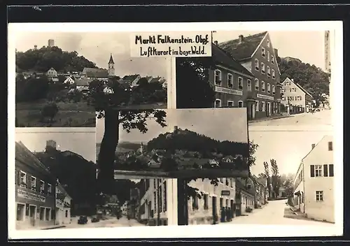 AK Falkenstein / Obpf., Strassenpartie mit Geschäft und Sparkasse, Ortsansicht
