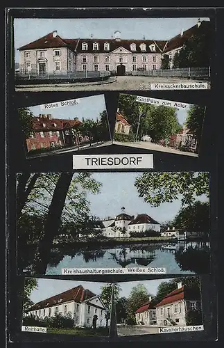 AK Triesdorf, Kreisackerbauschule, Gasthaus Zum Adler, Reithalle, Rotes Schloss, Weisses Schloss, Kavalierhäusschen