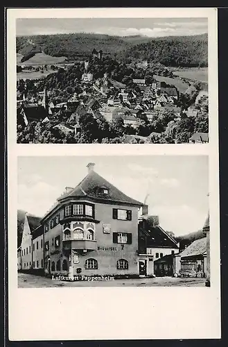 AK Pappenheim, Gesamtansicht mit Umland, Partie an der Brauerei Behrens