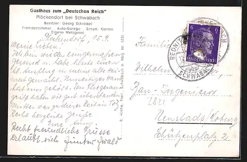 AK Plöckendorf b. Schwabach, Gasthaus zum Deutschen Reich, Ruderboote an der Rednitz