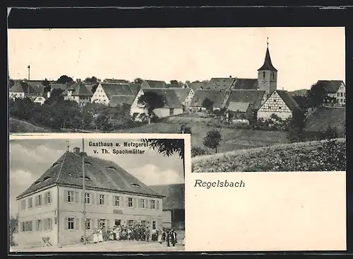 AK Regelsbach, Gasthaus u. Metzgerei v. Th. Spachmüller, Teilansicht