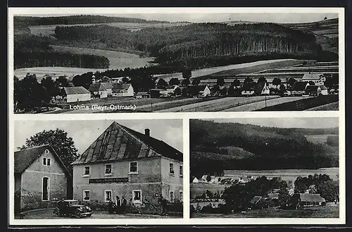 AK Lohma /Bayr. Ostmark, Gasthaus u. Brauerei von Georg Hanauer, Ortsansicht