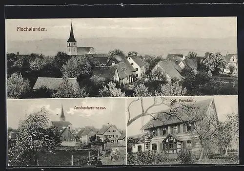 AK Flachslanden, Ansbacherstrasse und Kgl. Forstamt