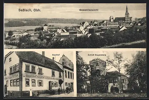 AK Sesslach /Obfr., Gasthof zum Roten Ochsen, Schloss Geyersberg