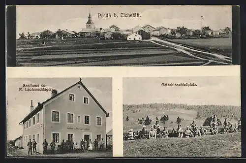 AK Preith b. Eichstätt, Gasthaus von M. Lautenschläger, Gefechtsschiessplatz, Panorama
