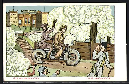 Künstler-AK Werder /Havel, Gruss von der Baumblüte, Kinder seid gemütlich, Volksfest