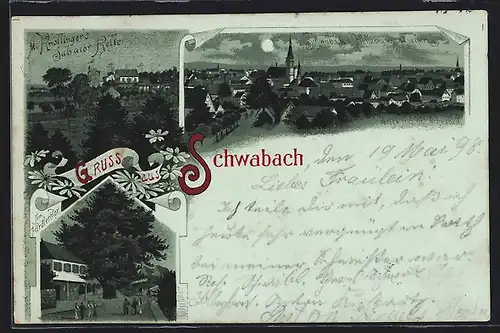 AK Schwabach, Ansichten am Hördlertor, Schwabach vom Keller aus gesehen