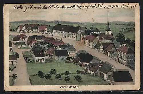 Künstler-AK Hans Pernat: Oberlaimbach, Ortspartie