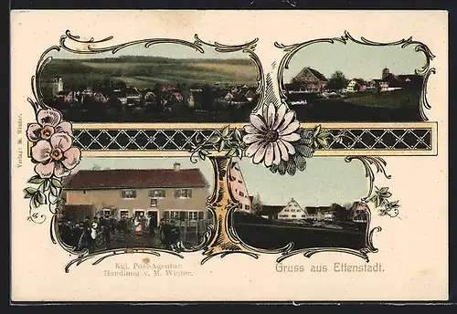AK Ettenstatt, Kgl. Post-Agentur, Handlung von M. Winter, Ortsansichten