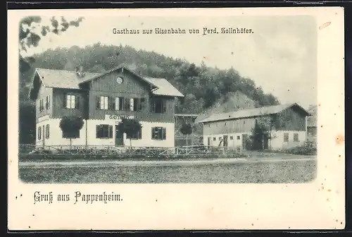 AK Pappenheim, Gasthaus zur Eisenbahn von Ferd. Zollnhöfer