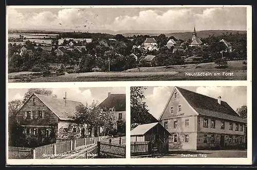 AK Neustädtlein am Forst, Gasthaus zur Linde, Gemischtwarenhandlung Maisel, Teilansicht