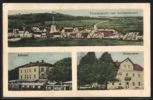 AK Schnabelwaid, Bahnhof, Restauration, Totalansicht