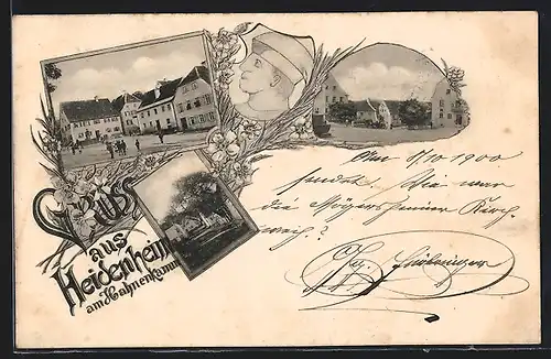 AK Heidenheim am Hahnenkamm, Strassenpartie, Ortsansicht mit Wohnhäusern, Passepartout