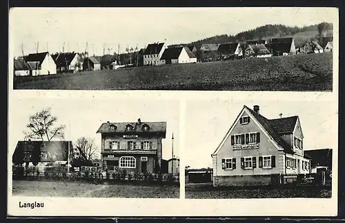 AK Langlau, Werkstatt von Konrad Ortner, Bahnhof, Panorama