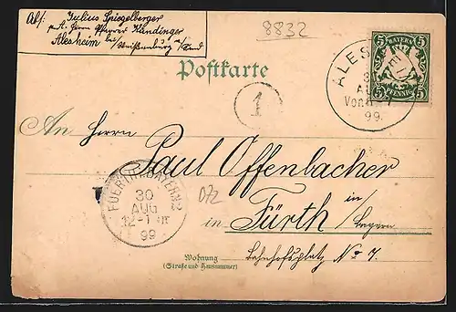 Lithographie Weissenburg a. S., Gruss mit Panorama der Ortschaft