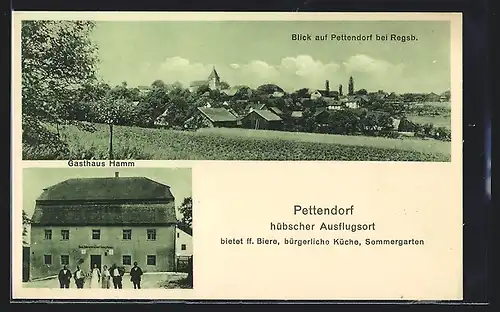 AK Pettendorf, Gasthaus Hamm, Blick auf den Ort