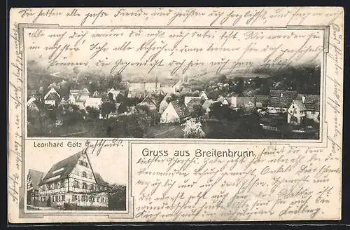 AK Breitenbrunn, Gasthaus Leonhard Götz, Ortsansicht