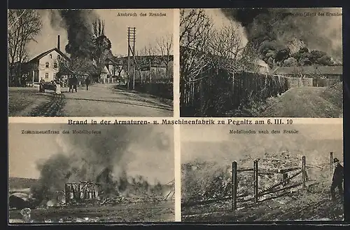 AK Pegnitz, Brand in der Armaturen- u. Maschinenfabrik 1910, Modellboden nach dem Brand