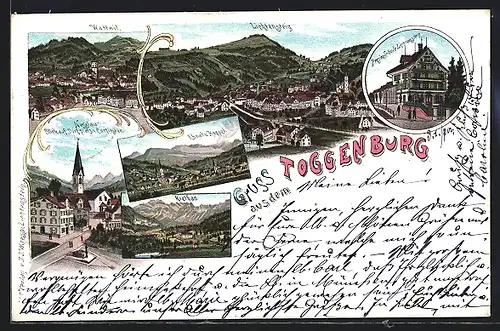 Lithographie Lichtensteig /Toggenburg, Wattwil, Nesslau, Rietbad