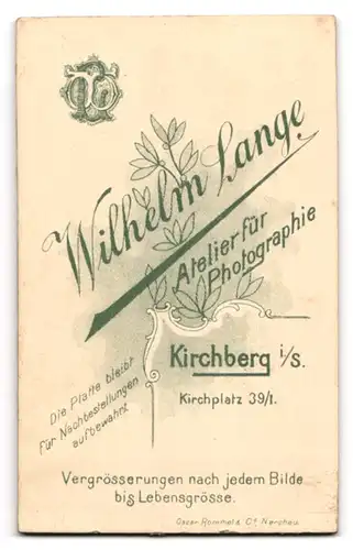 Fotografie Wilhelm Lange, Kirchberg i. S., Kirchplatz 39, Junge Frau in weissem Kleid