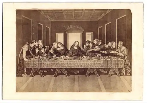 Fotografie unbekannter Fotograf und Ort, Gemälde: das Abendmahl, Jesus mit seinen Jüngern