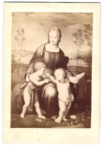 Fotografie unbekannter Fotograf und Ort, Gemälde: Madonna del Cardellino, nach Raffael