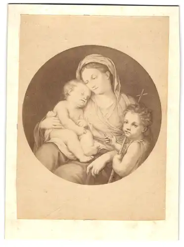 Fotografie unbekannter Fotograf und Ort, Gemälde: Madonna della Seggiola, nach Raffael
