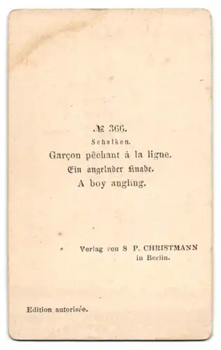 Fotografie S. P. Christmann, Berlin, Gemälde: Ein angelnder Knabe, nach Schalken