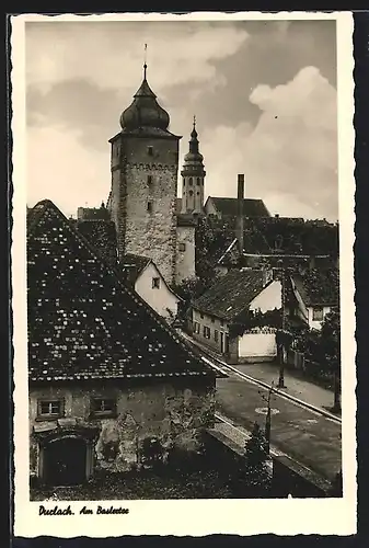 AK Durlach, Am Baslertor mit Kirche