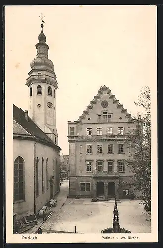 AK Durlach, Rathaus und ev. Kirche