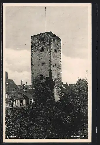 AK Bretten, Pfeifferturm mit Dächern