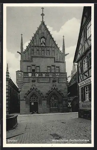 AK Bretten, Melanchthon Gedächtnishaus mit Hotel Krone