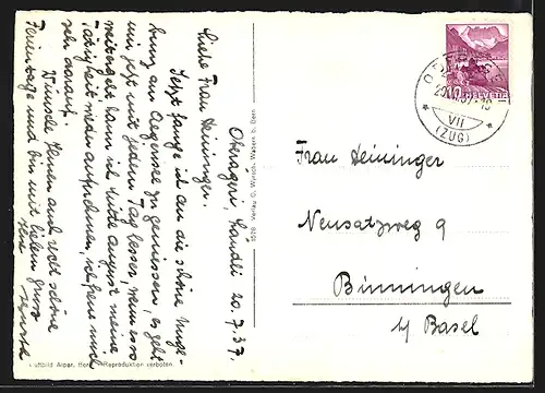 AK Oberägeri, Kuranstalt Ländli aus der Vogelschau